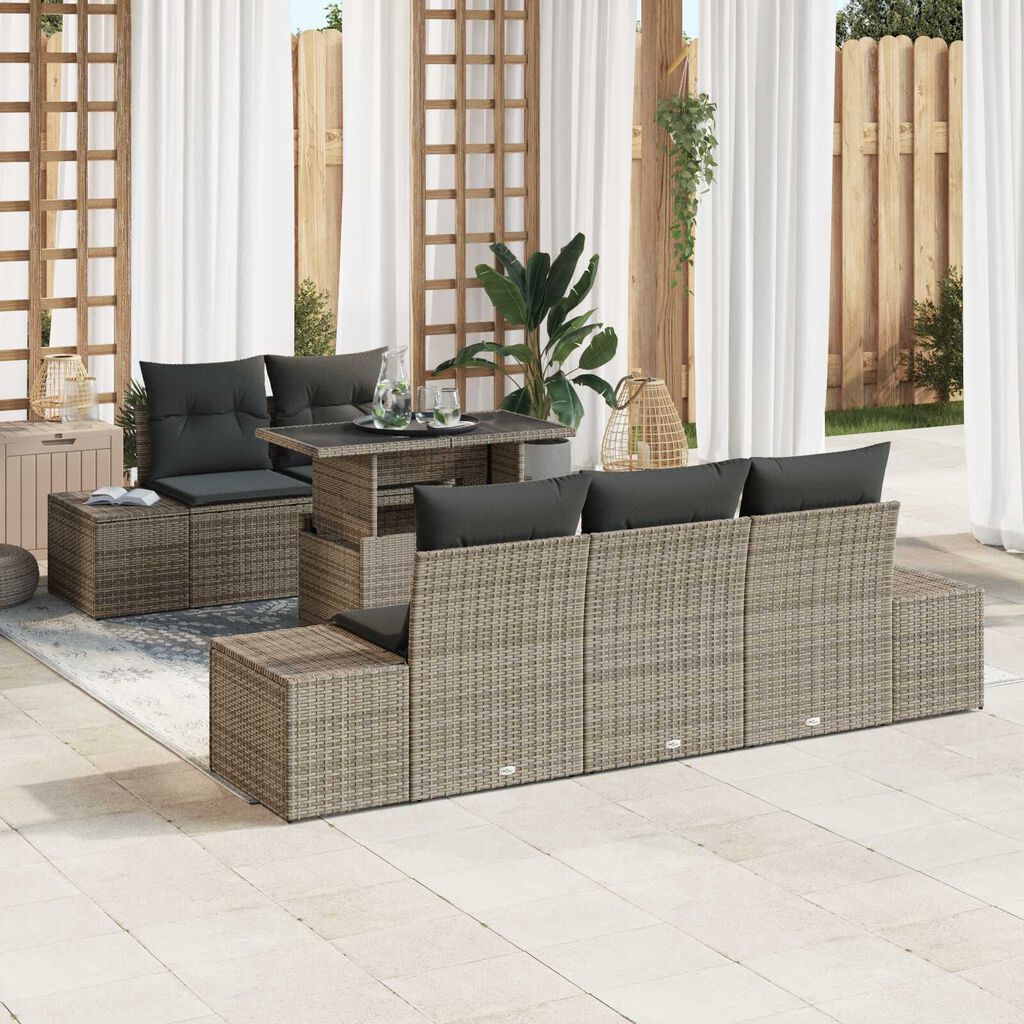 vidaXL Σετ Καναπέ Κήπου με μαξιλάρι 6 pcs Γκρι 100 x 55 x 73 εκ