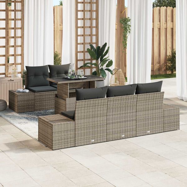vidaXL Σετ Καναπέ Κήπου με μαξιλάρι 6 pcs Γκρι 100 x 55 x 73 εκ