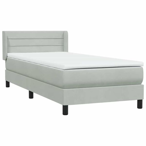 vidaXL Box Spring κρεβάτι με στρώμα ανοιχτό γκρι 80x220 cm Βελούδινο