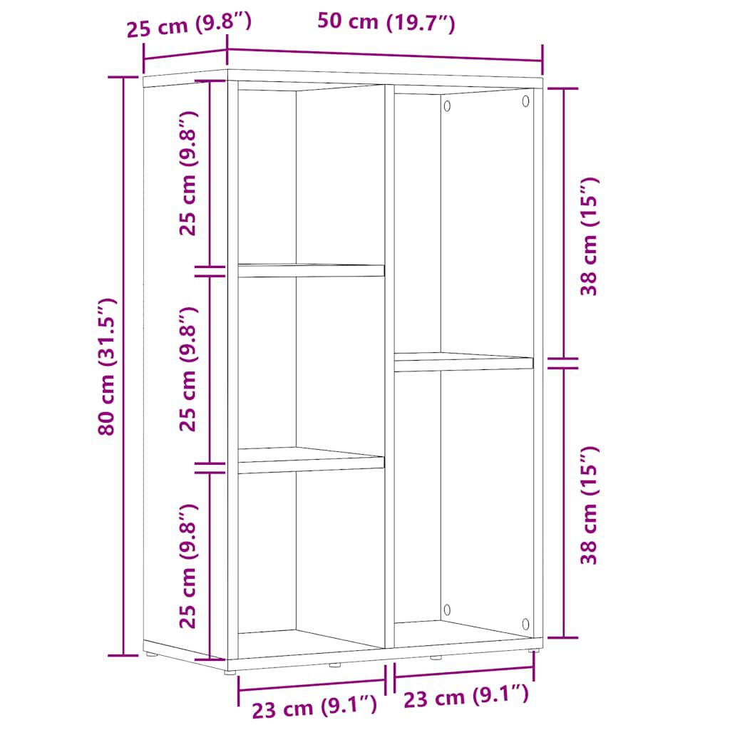 vidaXL Βιβλιοθήκη Όψη Παλαιού Ξύλου 50x25x80 εκ. από Επεξ. Ξύλο