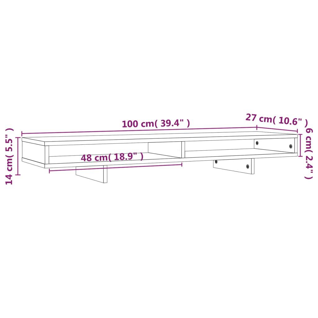 vidaXL Βάση Οθόνης Καφέ Μελί 100 x 27 x 14 εκ. από Μασίφ Ξύλο Πεύκου