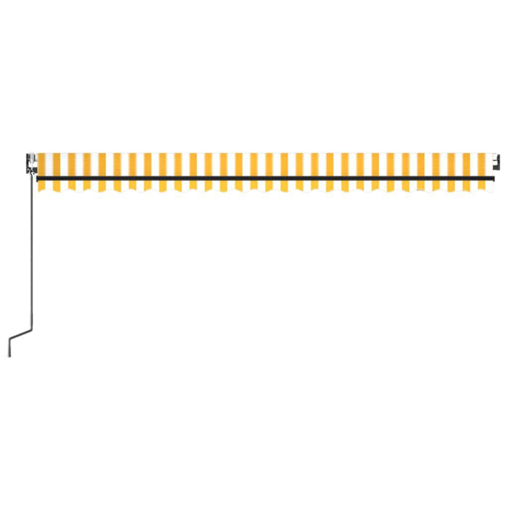 vidaXL Τέντα Αυτόματη με LED & Αισθ. Ανέμου Κίτρινο/Λευκό 500x300 εκ.