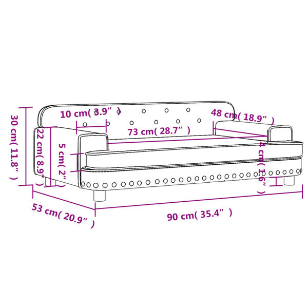 vidaXL Καναπές Παιδικός Μαύρο 90x53x30 εκ. από Βελούδο