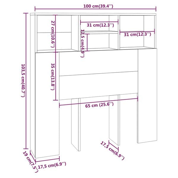 vidaXL Κεφαλάρι Με Αποθηκευτικό Χώρο Λευκό 100x19x103,5 εκ.