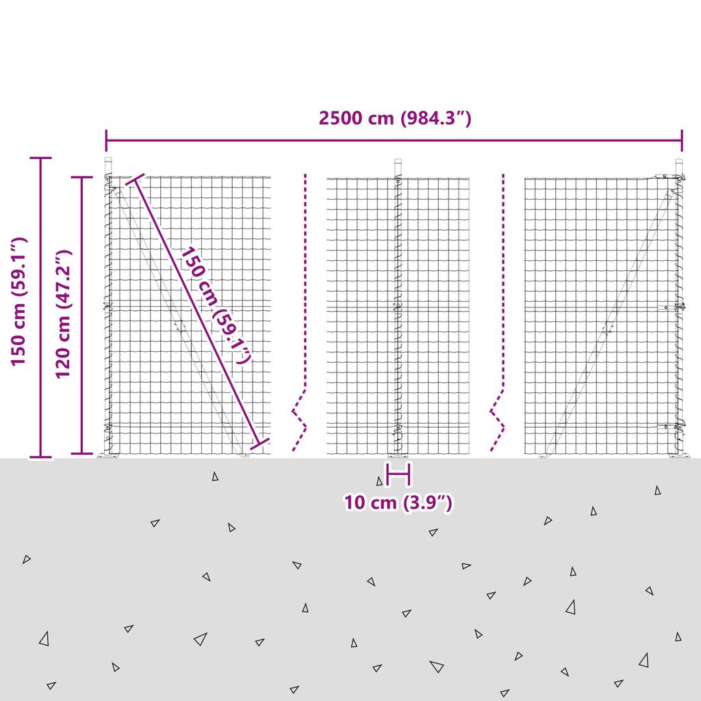 vidaXL Euro Fence με 13 Σωρούς Φλάντζας 1.2x25 μ Γαλβανισμένο Ατσάλι