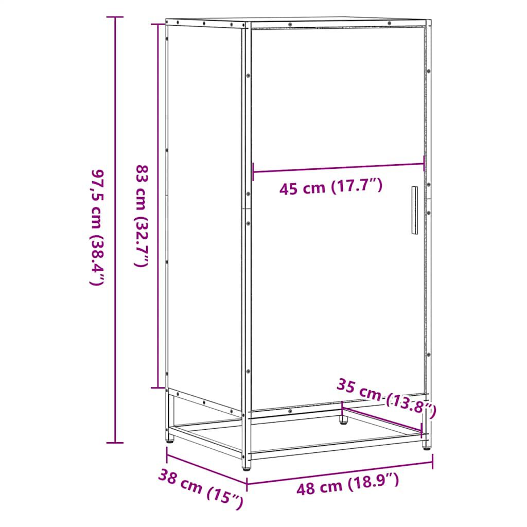 vidaXL Παπουτσοθήκη Καπνιστή Δρυς 48x38x97,5 εκ. Επεξεργασμένο Ξύλο