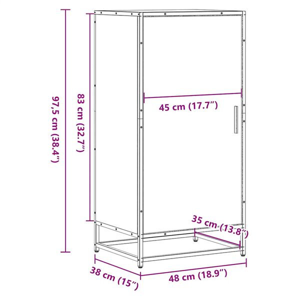 vidaXL Παπουτσοθήκη Καπνιστή Δρυς 48x38x97,5 εκ. Επεξεργασμένο Ξύλο