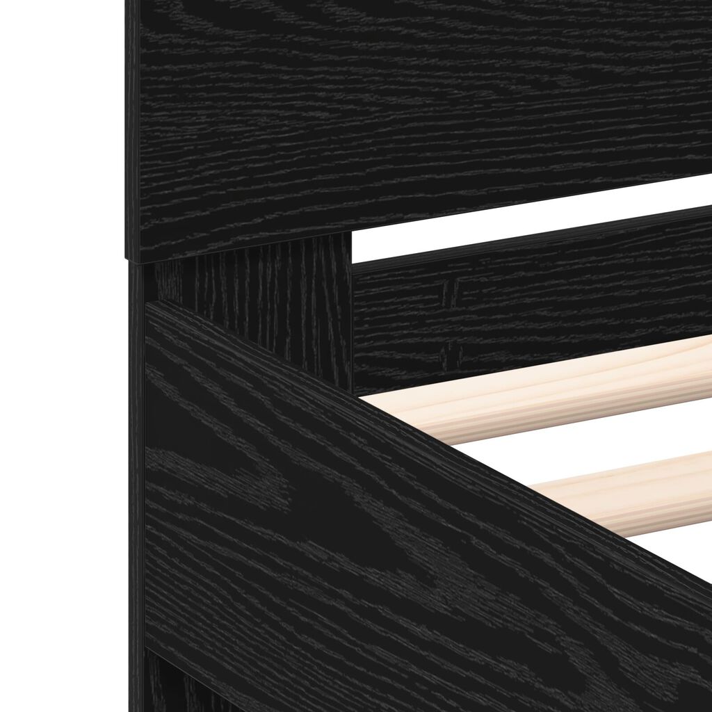 vidaXL Κρεβάτι με LED Φώτα Μαύρης Βελανιδιάς 90x190 εκ. Επεξεργασμένο Ξύλο