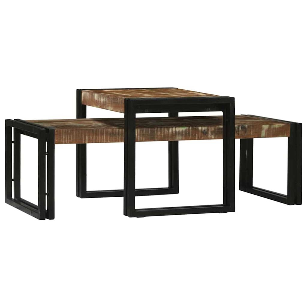 vidaXL Τραπεζάκι σαλονιού 2 pcs Πολύχρωμο Μασίφ ανακυκλωμένο ξύλο