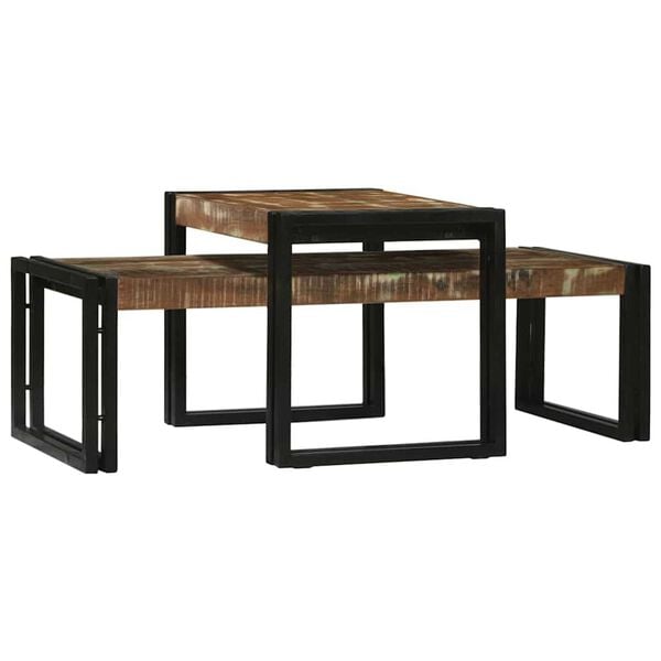 vidaXL Τραπεζάκι σαλονιού 2 pcs Πολύχρωμο Μασίφ ανακυκλωμένο ξύλο