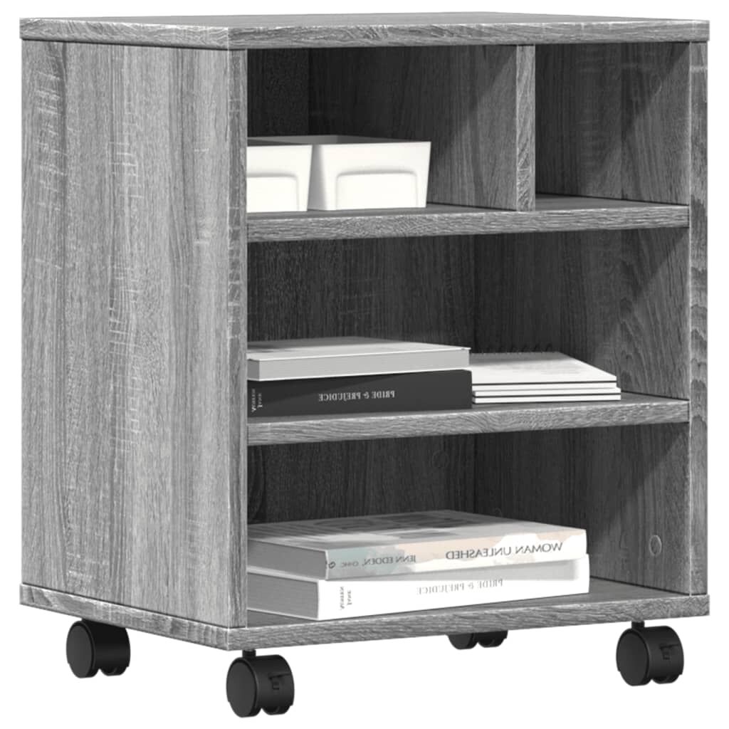 vidaXL Βάση Εκτυπωτή με Ρόδες Γκρι Sonoma 41 x 32 x 48 εκ.