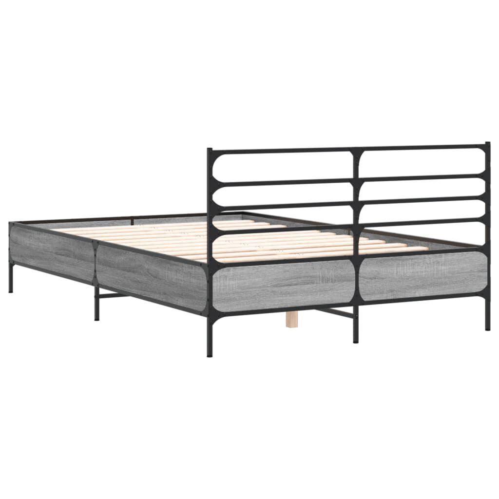vidaXL Πλαίσιο Κρεβατιού Γκρι Sonoma 140x200 εκ. Επεξ. Ξύλο & Μέταλλο