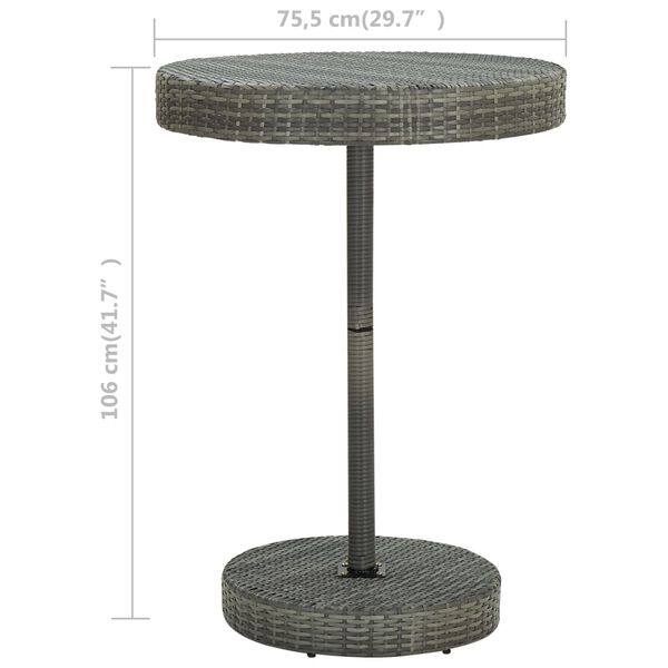vidaXL Τραπέζι Κήπου Γκρι 75,5 x 106 εκ. από Συνθετικό Ρατάν