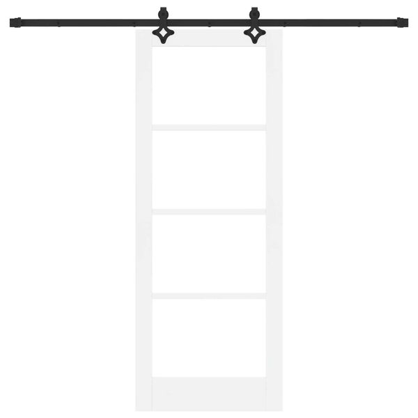 vidaXL Συρόμενη Πόρτα Λευκό 78 x 202 εκ. Μασίφ ξύλο πεύκου και γυαλί