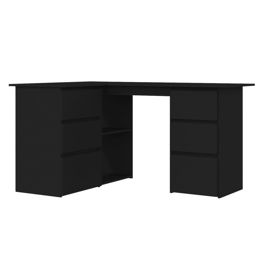vidaXL Γραφείο Γωνιακό Μαύρο 145 x 100 x 76 εκ. από Επεξ. Ξύλο