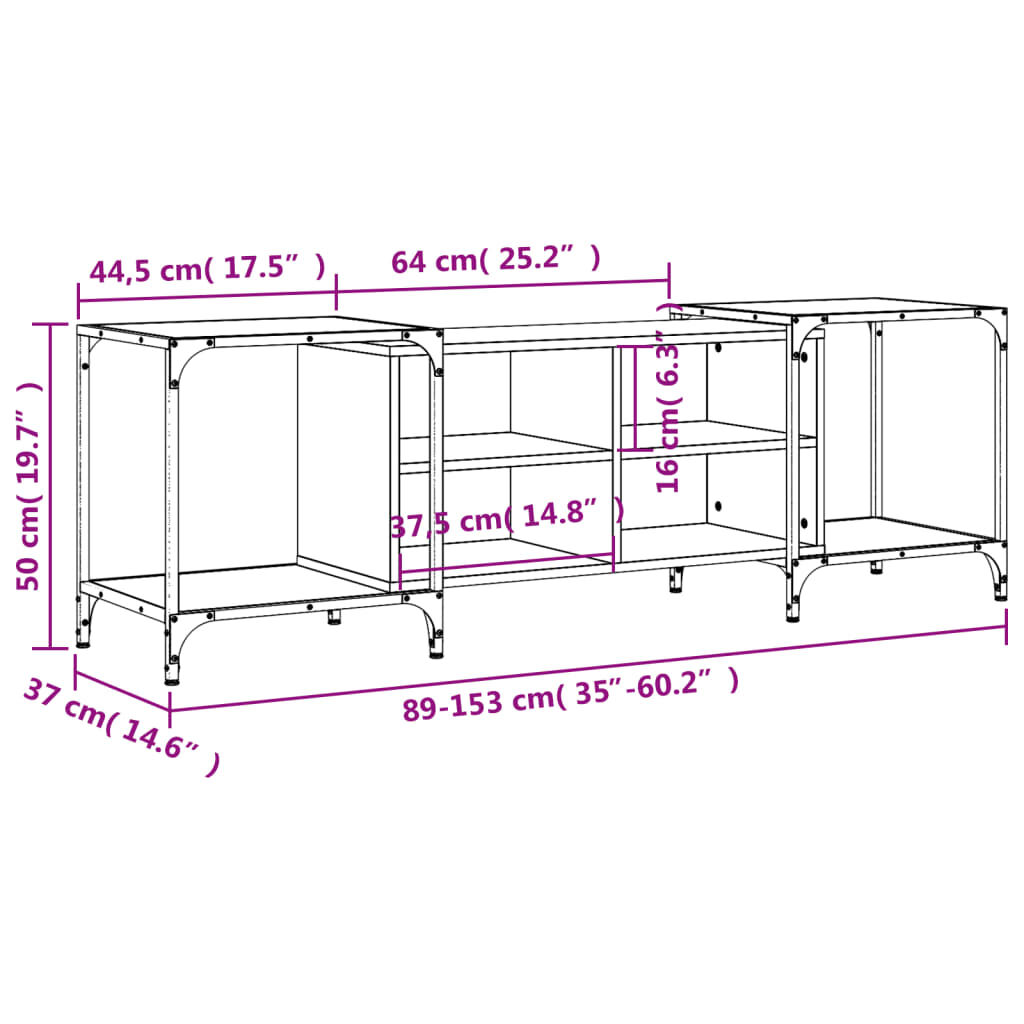 vidaXL Έπιπλο Τηλεόρασης Καφέ Δρυς 153 x 37 x 50 εκ. από Επεξεργ. Ξύλο