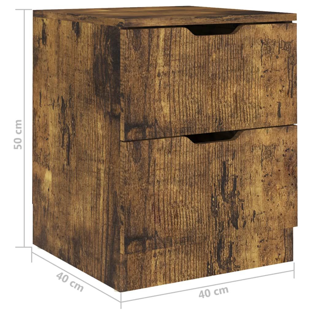 vidaXL Κομοδίνο Καπνιστή Δρυς 40 x 40 x 50 εκ. από Επεξεργασμένο Ξύλο