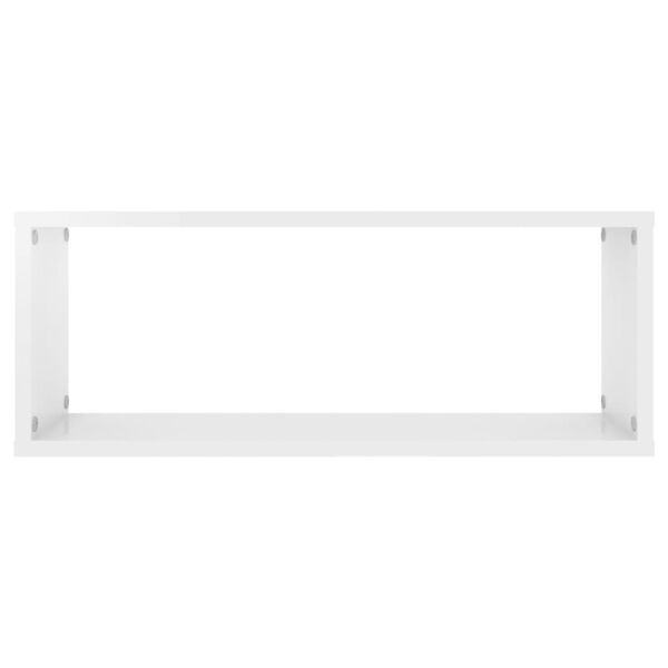 vidaXL Ράφια Κύβοι Τοίχου 2 τεμ. Γυαλ. Λευκό 60x15x30 εκ. Επεξ. Ξύλο