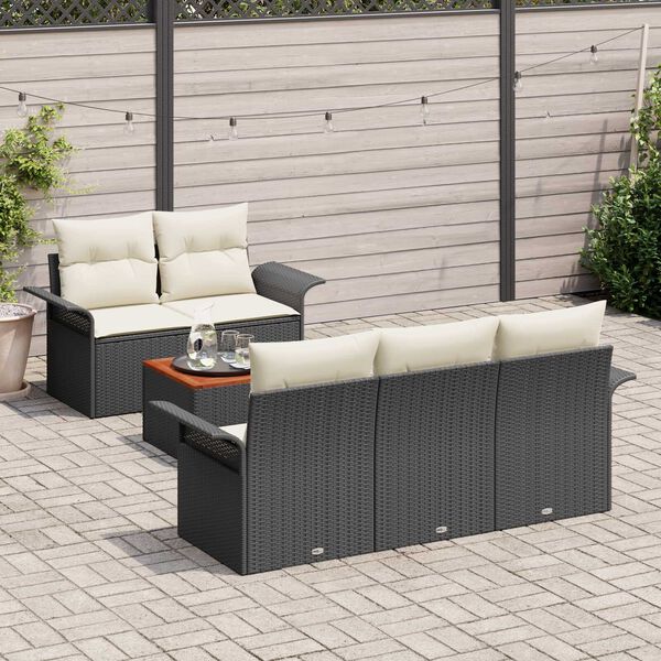 vidaXL Σετ Καναπέ Κήπου 6 pcs Μαύρο και Κρέμα 55 x 55 x 37 εκ