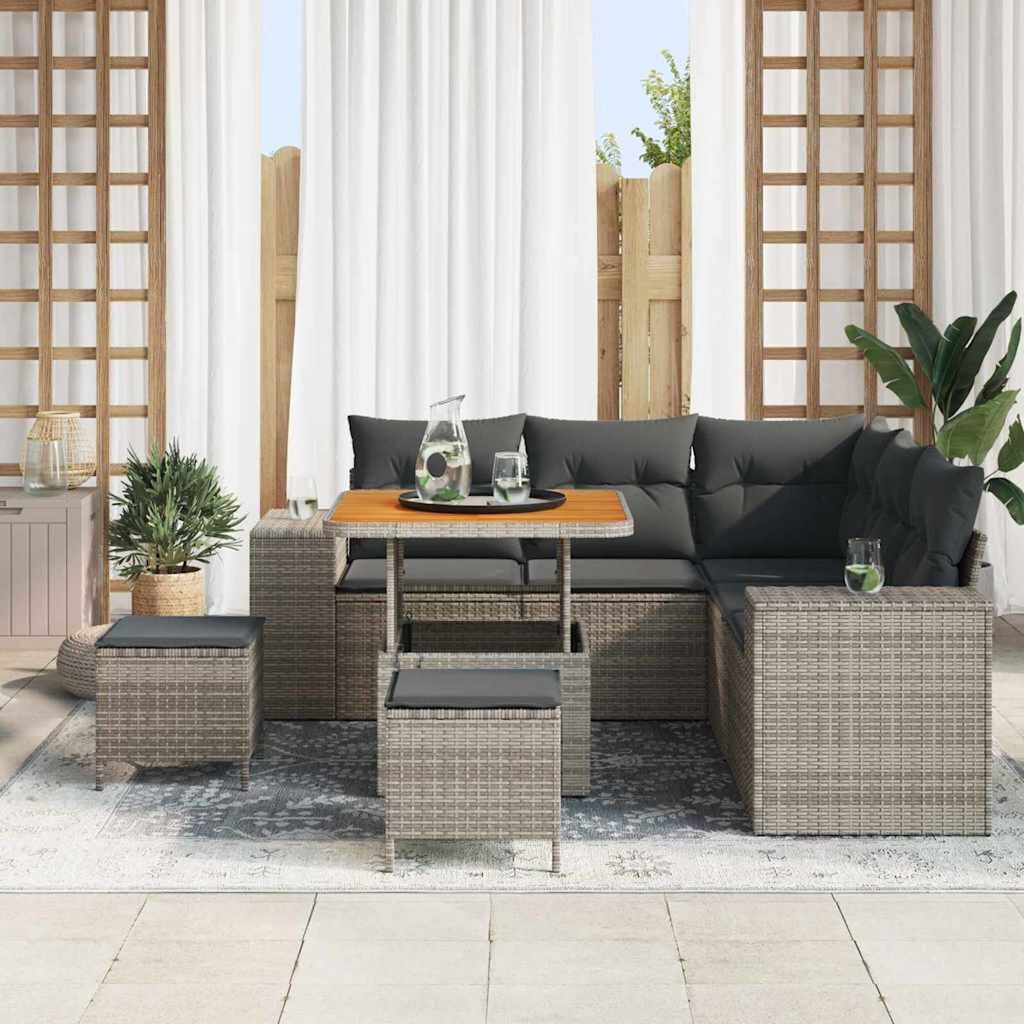 vidaXL Σετ Καναπέ Κήπου 8 pcs Γκρι συνθετικό ρατάν