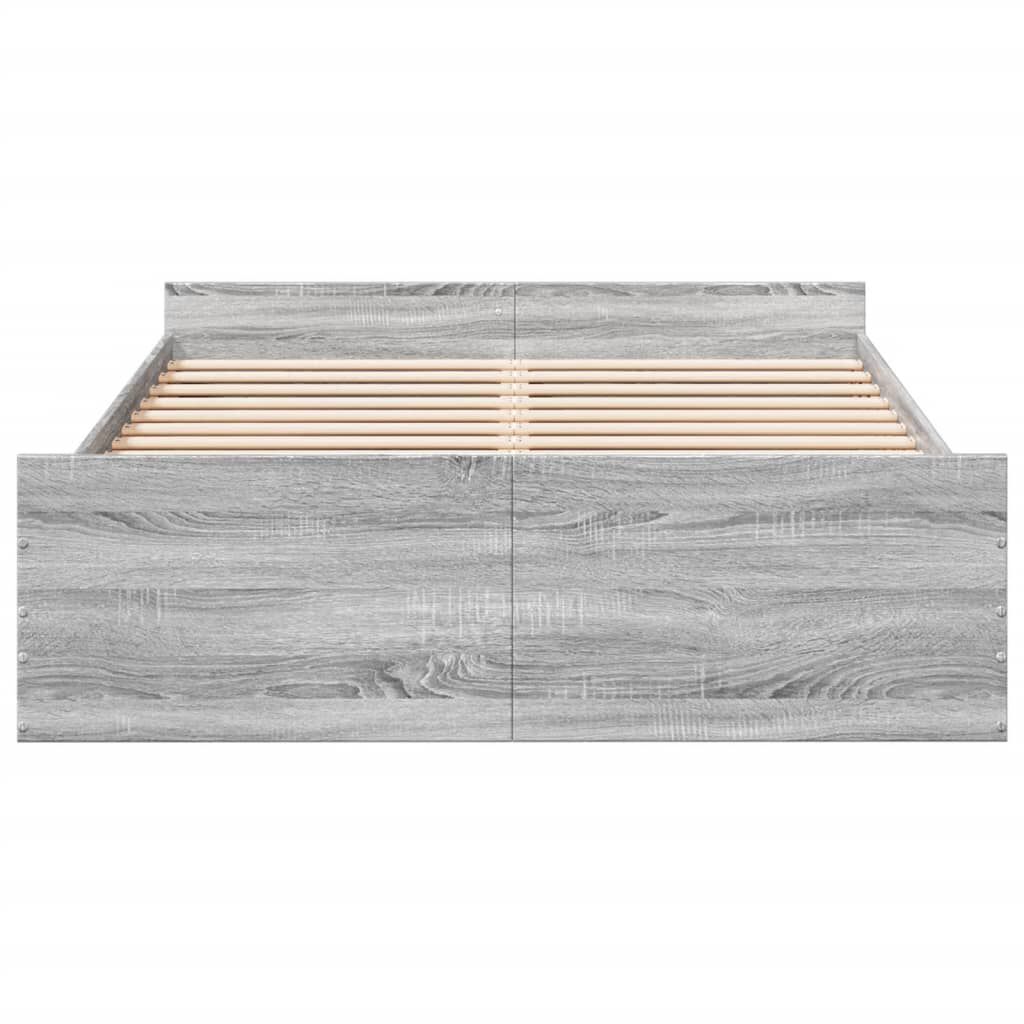 vidaXL Πλαίσιο Κρεβατιού με συρτάρια Γκρι sonoma 140x190εκ. Επεξ. Ξύλο