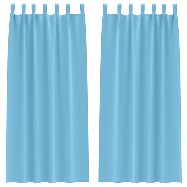 vidaXL Κουρτίνες με κουρτίνες 2 pcs Γαλάζιο 245 x 140 εκ. Πολυεστέρας