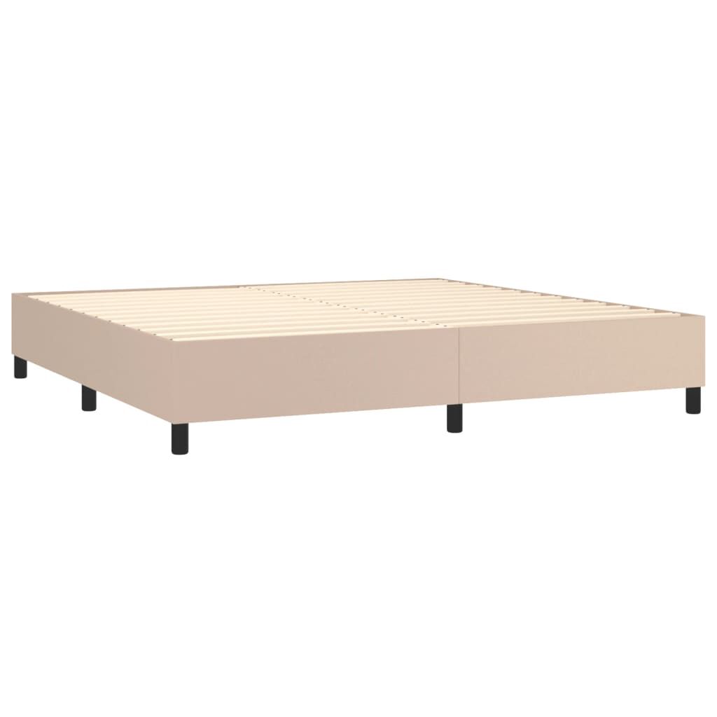 vidaXL Κρεβάτι Boxspring με Στρώμα Καπουτσίνο 200x200εκ.από Συνθ.Δέρμα