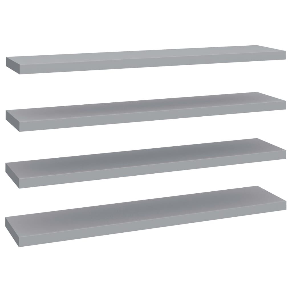 vidaXL Ράφια Τοίχου 4 τεμ. Γκρι 120x23,5x3,8 εκ. MDF