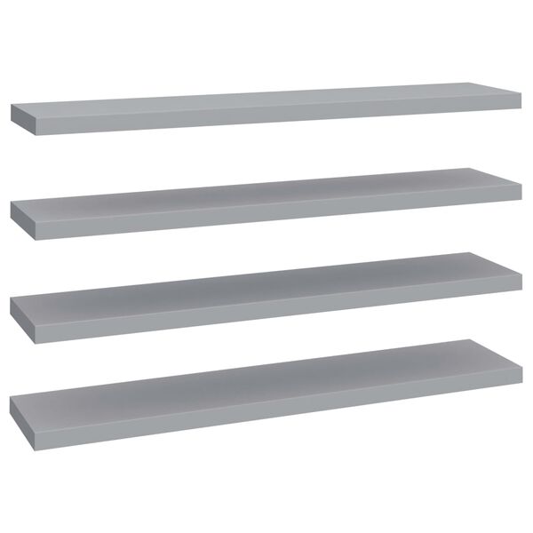 vidaXL Ράφια Τοίχου 4 τεμ. Γκρι 120x23,5x3,8 εκ. MDF
