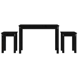 vidaXL Τραπεζάκια Ζιγκόν 3 τεμ. Μαύρα από Μασίφ Ξύλο Πεύκου
