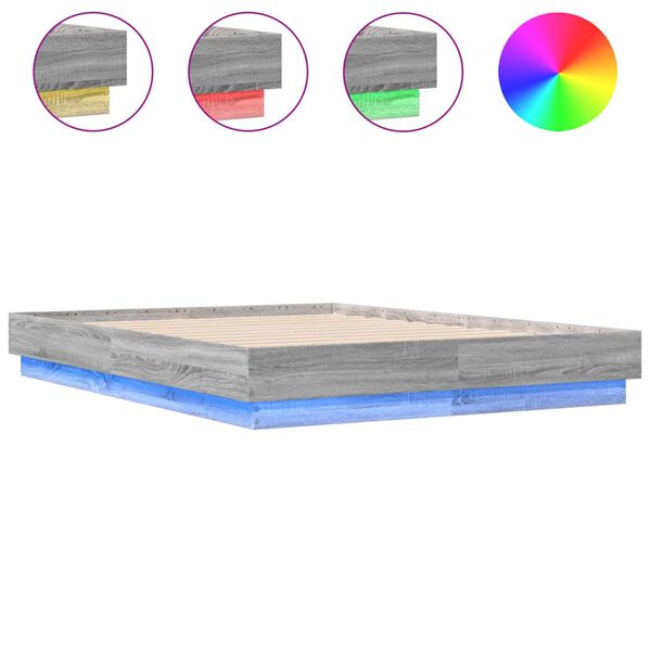 vidaXL Πλαίσιο Κρεβατιού με LED Γκρι sonoma 120 x 190 εκ.