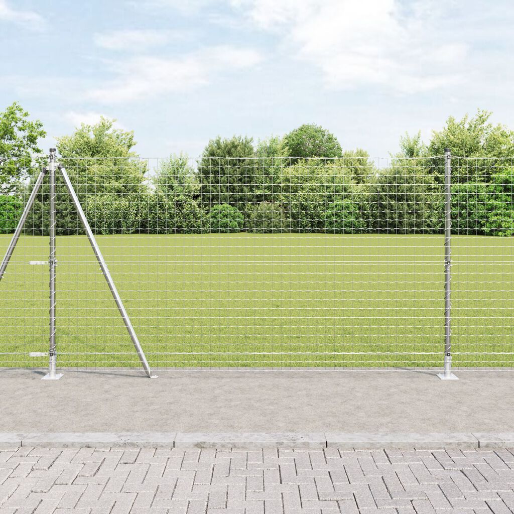 vidaXL Στερεωμένα πόδια φence με βάση 7 τεμ Ø32mm 68,5cm Γαλβανισμένο Ατσάλι