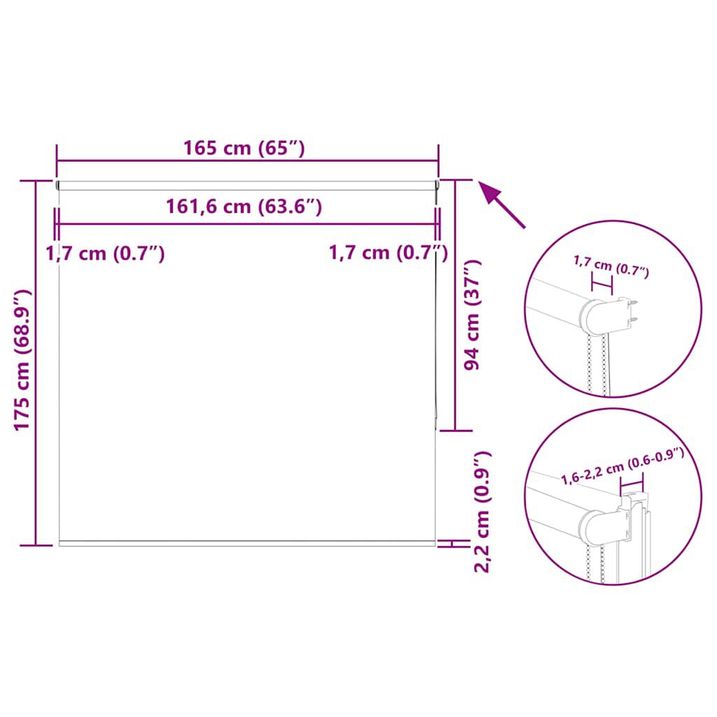 vidaXL Roller Blind Blackout Μαύρο 165x175 cm Πλάτος υφάσματος 161,6cm