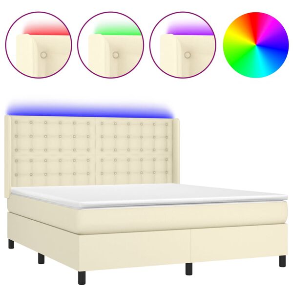 vidaXL &Kappa;&rho;&epsilon;&beta;ά&tau;&iota; Boxspring &mu;&epsilon; &Sigma;&tau;&rho;ώ&mu;&alpha; & LED &Kappa;&rho;&epsilon;&mu; 180x200 &epsilon;&kappa;. &Sigma;&upsilon;&nu;&theta;. &Delta;έ&rho;&mu;&alpha;