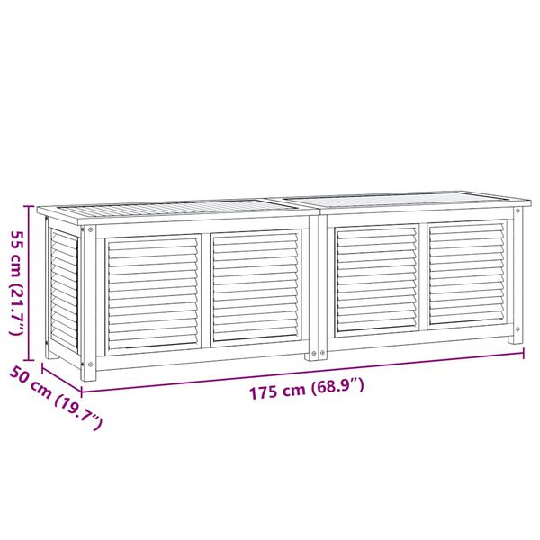 vidaXL Μπαούλο Αποθήκευσης Κήπου με Τσάντα 175x50x55εκ Μασίφ Ξύλο Teak