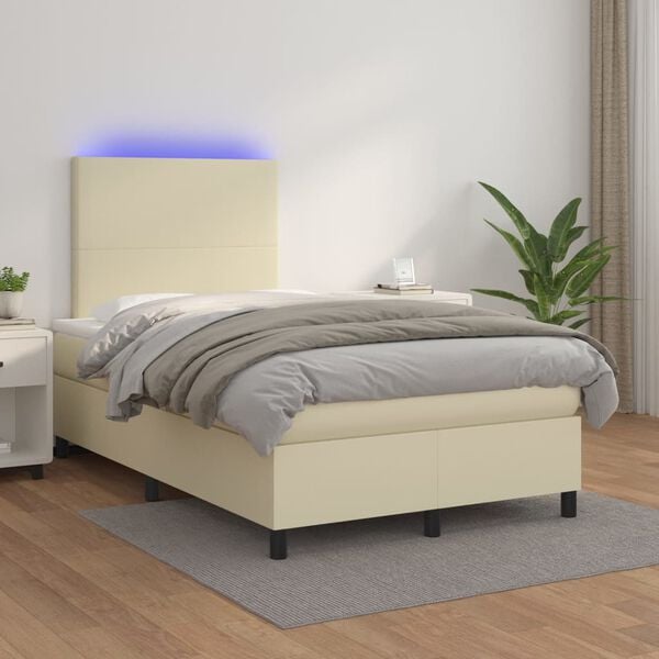 vidaXL &Kappa;&rho;&epsilon;&beta;ά&tau;&iota; Boxspring &mu;&epsilon; &Sigma;&tau;&rho;ώ&mu;&alpha; & LED &Kappa;&rho;&epsilon;&mu; 120x200 &epsilon;&kappa;. &Sigma;&upsilon;&nu;&theta;. &Delta;έ&rho;&mu;&alpha;