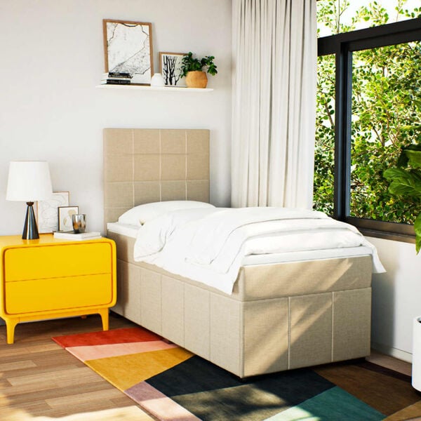 vidaXL &Kappa;&rho;&epsilon;&beta;ά&tau;&iota; Boxspring &mu;&epsilon; &Sigma;&tau;&rho;ώ&mu;&alpha; &Kappa;&rho;&epsilon;&mu; 90x200 &epsilon;&kappa;.&Upsilon;&phi;&alpha;&sigma;&mu;ά&tau;&iota;&nu;&omicron;