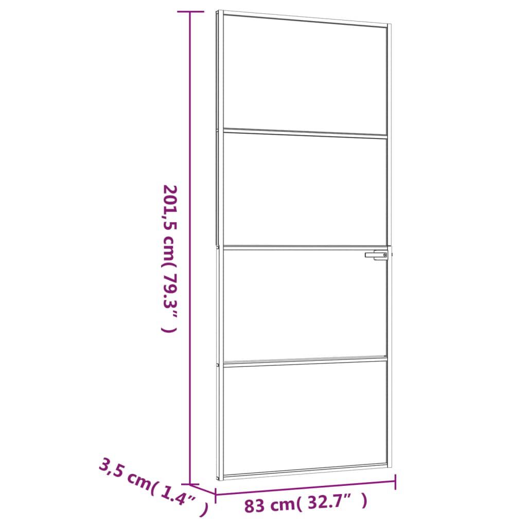 vidaXL Εσωτερική Πόρτα Λευκή 83x201,5 εκ. Ψημένο Γυαλί&Λεπτό Αλουμίνιο