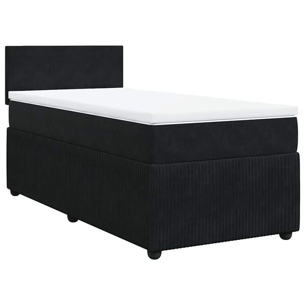 vidaXL Κρεβάτι Boxspring με Στρώμα Μαύρο 80 x 200 εκ. Βελούδινο