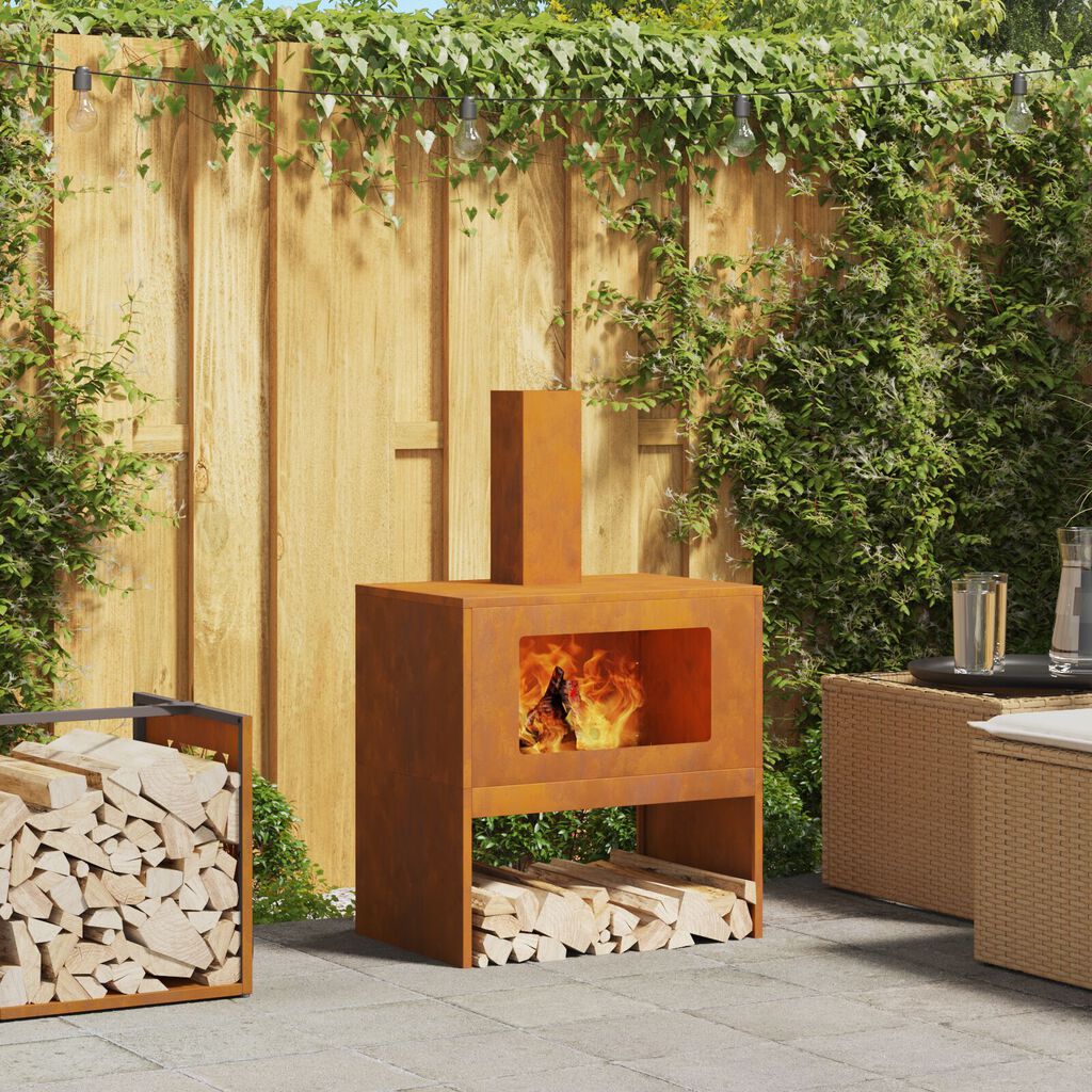 vidaXL Εστία με Καμινάδα 60x40x96 εκ. Από Σιδηρόχαλυβα
