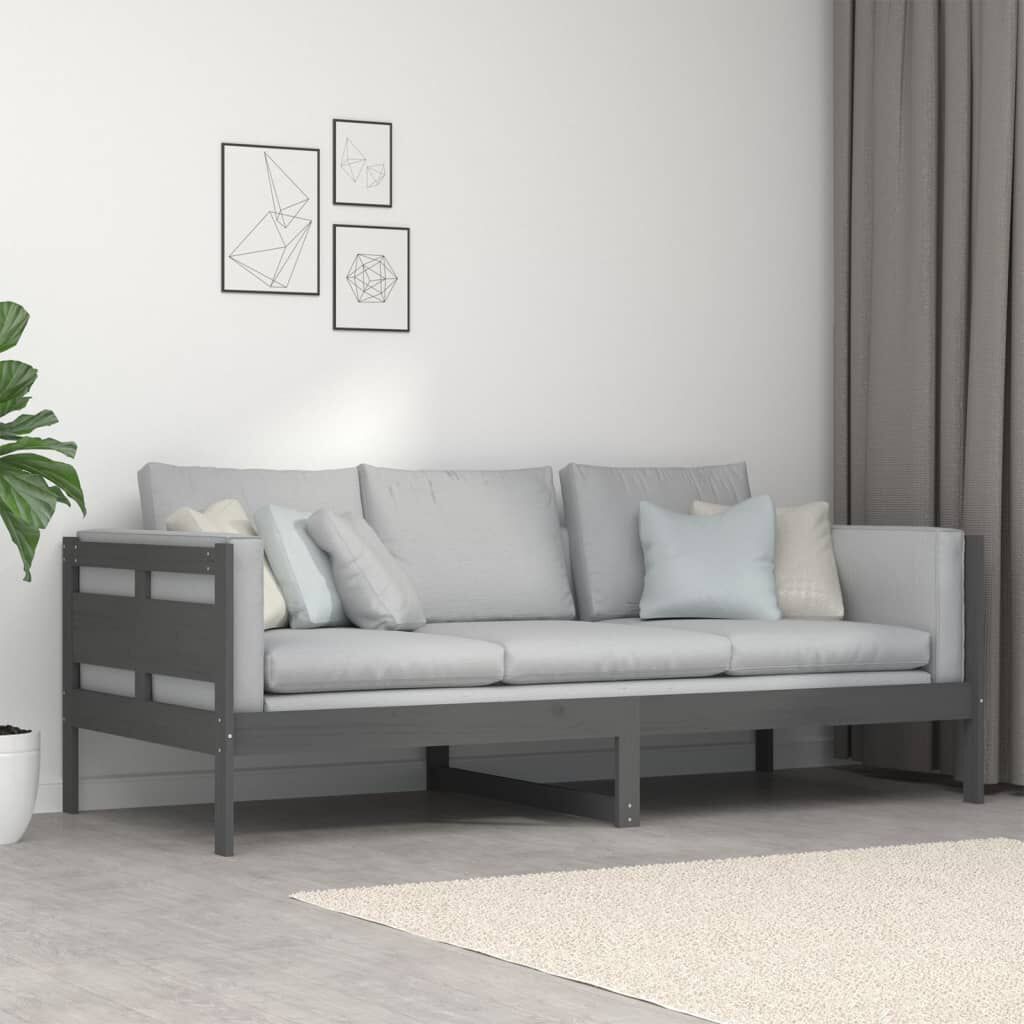 vidaXL Καναπές Κρεβάτι Γκρι 90 x 200 εκ. από Μασίφ Ξύλο Πεύκου