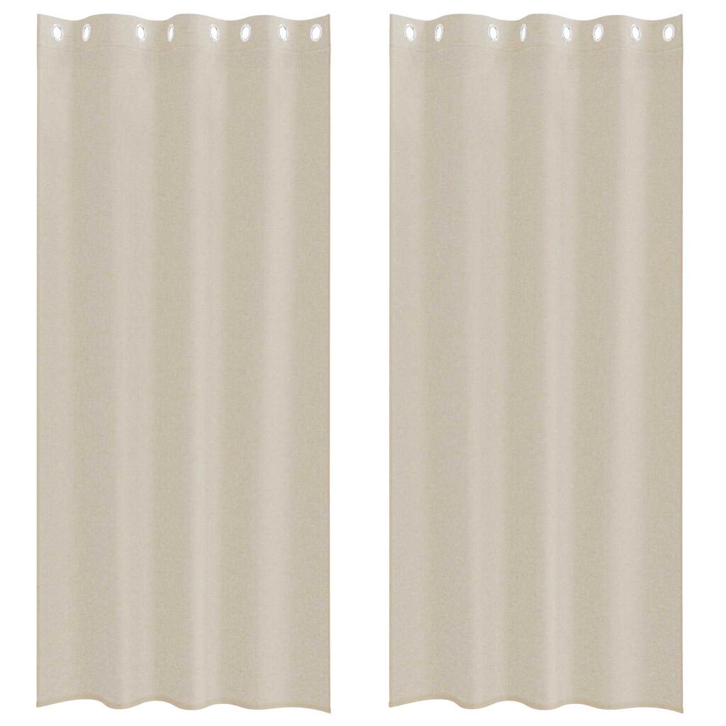 vidaXL Κουρτίνες με κουρτίνες 2 pcs Άμμος 140 x 245 εκ. Πολυεστέρας