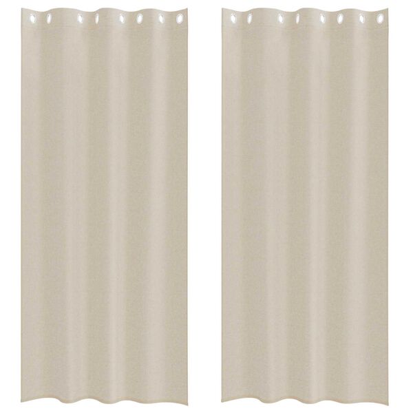 vidaXL Κουρτίνες με κουρτίνες 2 pcs Άμμος 140 x 245 εκ. Πολυεστέρας