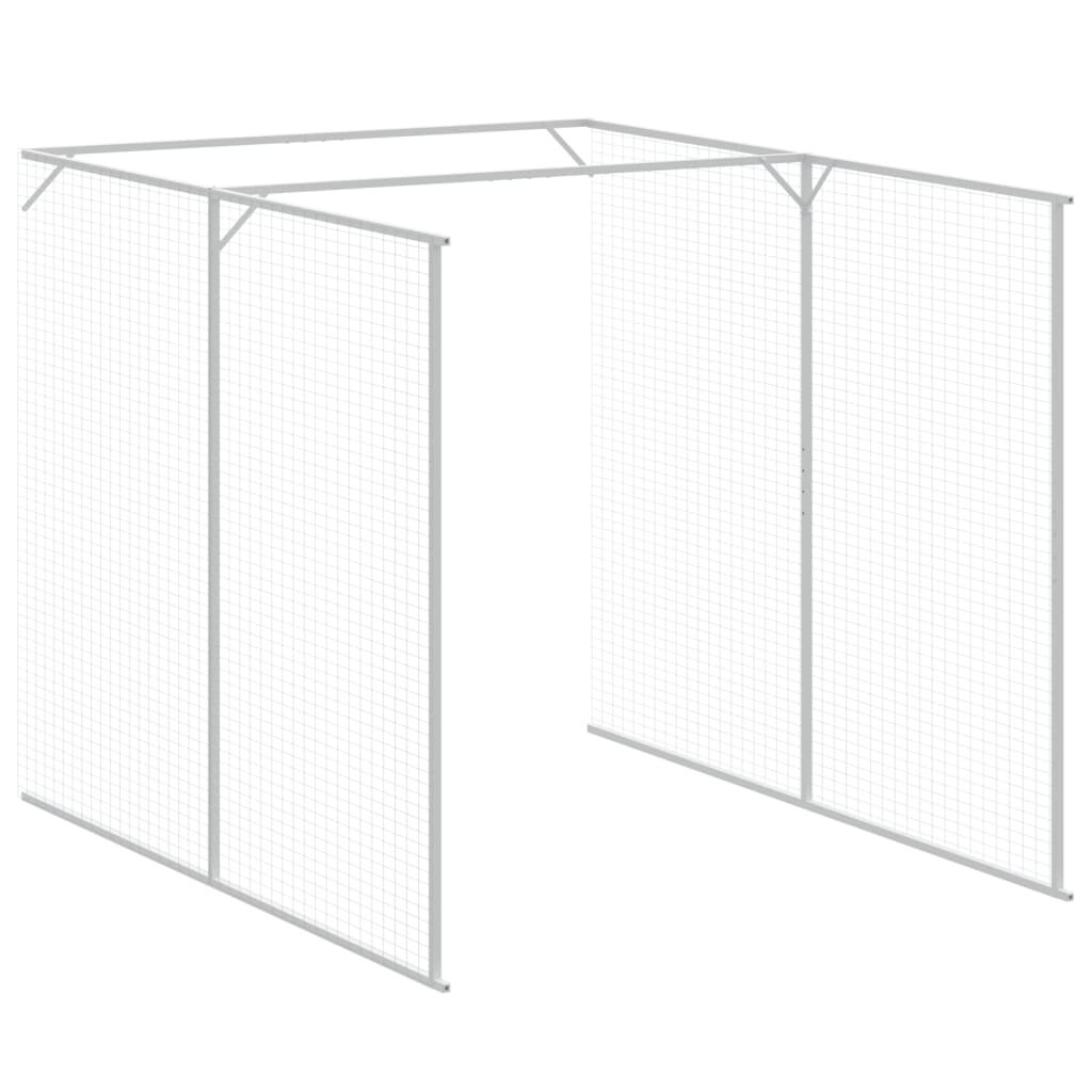 vidaXL Σπιτάκι Σκύλου με Αυλή Αν. Γκρι 165x455x181 εκ. Γαλβαν. Χάλυβας