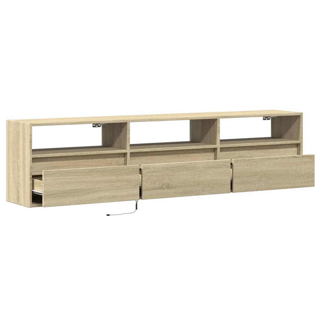 vidaXL Έπιπλο Τοίχου Τηλεόρασης με LED Sonoma Δρυς 180x31x45 εκ.