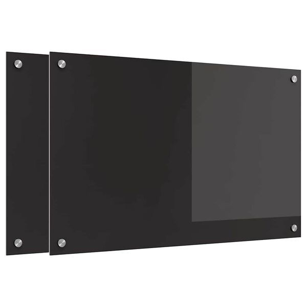 vidaXL Πίσω Πάνελ Κουζίνας Μαύρο 80 x 50 cm σκληρυμένο γυαλί