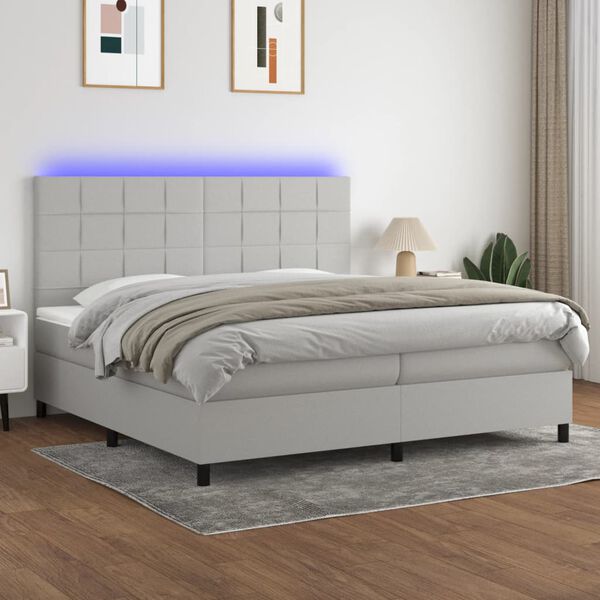 vidaXL &Kappa;&rho;&epsilon;&beta;ά&tau;&iota; Boxspring &mu;&epsilon; &Sigma;&tau;&rho;ώ&mu;&alpha; & LED &Alpha;&nu;.&Gamma;&kappa;&rho;&iota; 200x200&epsilon;&kappa;. &Upsilon;&phi;&alpha;&sigma;&mu;ά&tau;&iota;&nu;&omicron;