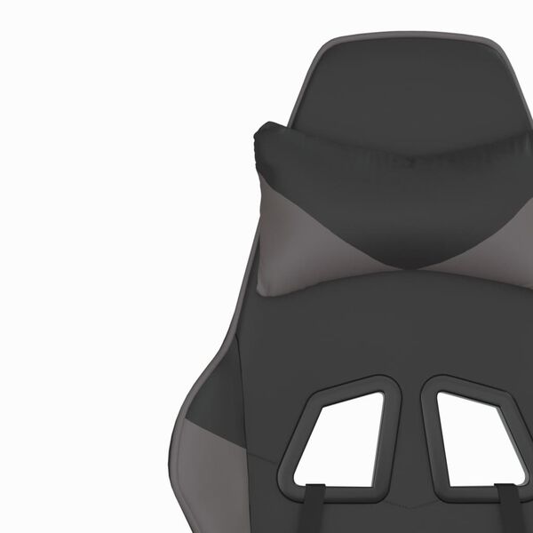 vidaXL Καρέκλα Gaming Μασάζ Υποπόδιο Μαύρο&Γκρι από Συνθετικό Δέρμα