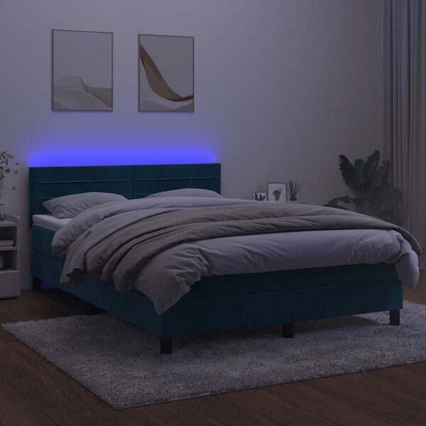 vidaXL &Kappa;&rho;&epsilon;&beta;ά&tau;&iota; Boxspring &mu;&epsilon; &Sigma;&tau;&rho;ώ&mu;&alpha; & LED &Sigma;&kappa;. &Mu;&pi;&lambda;&epsilon; 140x190&epsilon;&kappa;. &Beta;&epsilon;&lambda;&omicron;ύ&delta;&iota;&nu;&omicron;