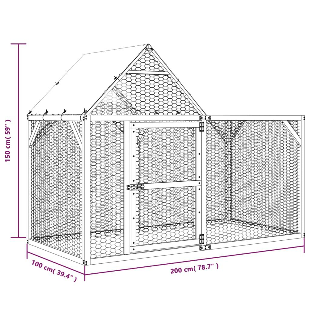vidaXL Κοτέτσι 200x100x150 εκ. από Μασίφ Εμποτισμένο Ξύλο Πεύκου